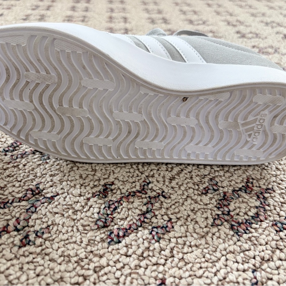 adidas Women's Light Gray Suede Court Sneakers - Picture 3 of 3